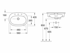 Umyvadlo VILLEROY & BOCH O. NOVO 41615601, 560×405 mm