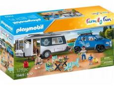 PLAYMOBIL 71423 Zábavný rodinný karavan s autem, Stavebnice