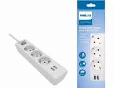 Philips PHILIPS PREDLŽOVACÍ NAPÁJACÍ KÁBEL PRIESKUM NAPÁJACÍ PÁSOK Biela 3 ZÁSUVKY 2XUSB 2M SPN3032WA/60