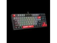 A4tech Bloody S87 mechanická herní klávesnice TKL,RGB Podsvícení, Red Switch, USB, CZ, černá/červená