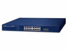 Planet GS-2210-16P2S WEBsmart L2 switch, 16x1Gb, 2x1Gb SFP, 16x PoE 802.3at 240W, QoS