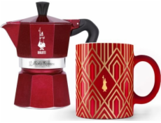 Kávovar BIALETTI DECO GLAMOUR Moka Express 3tz + hrnek Red