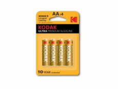 Baterie Kodak AA ULTRA PREMIUM alkalická 4 ks, blistr