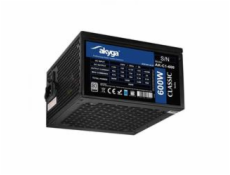 Akyga PC zdroj ATX 600W P4+4 2x PCI-E 6+2 pin 5x SATA 3x Molex APFC 120mm