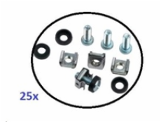 Montážní sada M6 do rozvaděčů - 25ks (100x šroubek + 100x matka + 100x podložka), délka šroubu 20mm