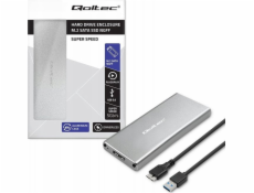 Qoltec 51833 Enclosure | M.2 SSD drive | SATA | NGFF| USB 3.0 | Super speed 5GB/s | 2TB | Silver