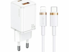 Djams T43 1XUSB-C/1XUSB 33W PD 3.0 + QC 3.0 + kabel U63 USB-C/Lightning Biały/White WSKTZ02 Síťová nabíječka