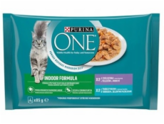 PURINA One Indoor Tuna telecí - mokré krmivo pro kočky - 4x85g