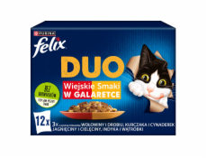 Felix Fantastic Duo Country Flavors s hovězím a drůbežím kuřecím masem Tzatziki Jehněčí Telecí Krůtí a játra v želé -12 x 85g