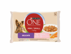 PURINA One mini jemné - mokré krmivo pro psy - s lososem a rýží - 4 x 100g