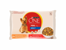 PURINA One Mini Adult Chicken Beef - mokré krmivo pro psy - 4x100 g