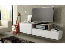 Cama TV skříňka SIGMA 3 180 bílá/bílý lesk + dub sonoma