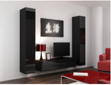 Cama Obývací skříň sestava VIGO 9 černá/černý lesk