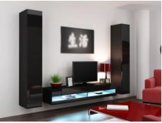 Cama Obývací skříň sestava VIGO NEW 4 černá/černý lesk