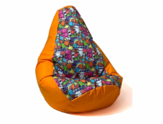 Sako bag pouffe Potisk hrušek oranžovo-víla 2 XXL 140 x 100 cm