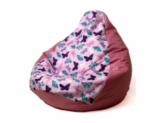 Sako bag pouffe Potisk hrušek tmavě růžový-motýl L 105 x 80 cm