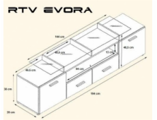 Televizní stolek Cama EVORA 200 bílá/černý lesk