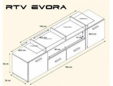 Televizní stolek Cama EVORA 200 černá/šedá lesk