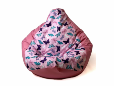 Sako bag pouffe Potisk hrušek tmavě růžový-motýl XXL 140 x 100 cm