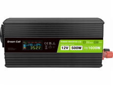  LCD převodník 12V 500W/1000W Čistý sinus s displejem