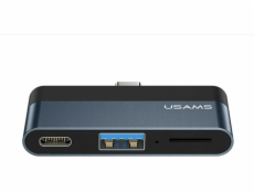 Usams US-SJ491 USB adaptér USB-C – USB + USB-C černý (6958444945620)