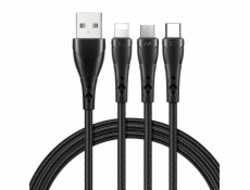 Kábel 3v1 USB na USB-C/Lightning/Micro USB, Mcdodo CA-6960, 1,2 m (čierny)