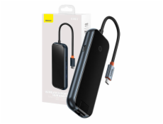 Rozbočovač 5v1 Baseus radu AcmeJoy USB-C na 2xUSB 3.0 + USB 2.0 + USB-C PD + RJ45 (tmavo šedý)