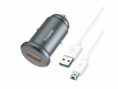 Nabíjačka do auta Foneng C15, USB, 4 A + kábel USB na micro USB (sivá)