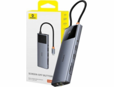 Rozbočovač 10v1 Baseus Metal Gleam II Series, USB-C na 1xHDMI, USB-A (10Gbps), USB-C, 2xUSB-A, Ethernet RJ45, karta SD/TF, mini-jack 3,5mm, USB-C(PD)