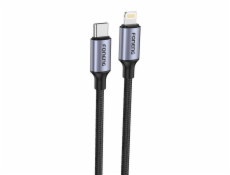 Foneng X95 fémfejű fonott kábel USB-C - Lightning PD 20W 1,2 m (szürke)