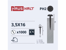 Samořezné šrouby Haushalt, DIN 7504N, 3,5 x 16 mm, 1000 ks.