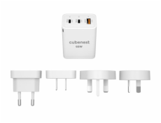 Cubenest Cestovní PD GaN Adaptér 65W S3D1 - (2× USB-C až 65 W, 1× USB-A až 60 W),  přepěťová a podpěťová ochrana