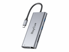 Rozbočovač 11w1 RayCue USB-C do 2x USB-A 2.0 480Mb/s + 3x USB-A 3.2 5Gb/s + SD/TF 3.0 + HDMI 4K30Hz + VGA 1080p + RJ45 + PD 3.0 100W