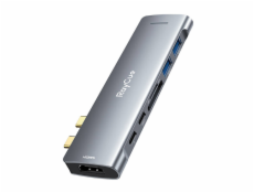 Rozbočovač 7w2 RayCue USB-C na 2x USB-A 3.0 5Gb/s + SD/TF 3.0 + USB-C+ HDMI 4K30Hz (sivý)