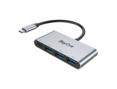 RayCue rozbočovač 4 v 1 USB-C na 3x USB-A 3.0 5Gb/s + PD 3.0 100W (sivý)