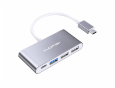 Rozbočovač Lention 4v1 USB-C na USB 3.0 + 2x USB 2.0 + USB-C (sivý)