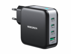 Nástenná nabíjačka GaN Rocoren 3x USB-C, 1x USB, Power Delivery 3.0, 100 W (čierna)