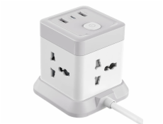 Napájacia lišta XO WL20 4x zásuvka AC, 1x USB-C, 2x USB-A, 2500W (biela)