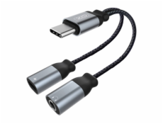 Audio adaptér Type-c na Type-c + Jack 3,5 mm XO NBR160B Funkce přenosu Bluetooth (černý)