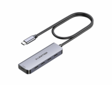 Lention 5in1 Hub USB-C na 4x USB-C 5Gbps + USB-C 5V-IN 15W (sivý)