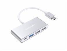 Rozbočovač Lention 4v1 USB-C na USB 3.0 + 2x USB 2.0 + USB-C (strieborný)