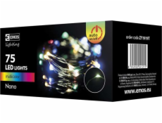 LED vánoční nano řetěz zelený, 7,5 m, venkovní i vnitřní, multicolor, časovač