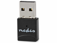 NEDIS Wi-Fi dongle/ AC600/ 2.4/5 GHz (Dual Band)/ USB 2.0/ celková rychlost 600 Mbps/ OS verze: Windows 8/10/11/ černý