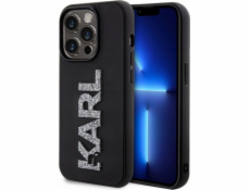 Karl Lagerfeld 3D Rubber Glitter Logo Karl Zadní Kryt pro iPhone 15 Pro Max Black