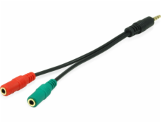 Equip Jack 3,5 mm – Jack 3,5 mm x2 kabel 0,15 m černý (147943)