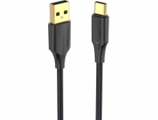 Cable USB 2.0 to USB-C Vention CTFBF LED 3A 1m (black)