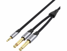 Cable audio mini jack 3.5mm to 2x 6.5mm Vention BARHG 1.5m (grey)