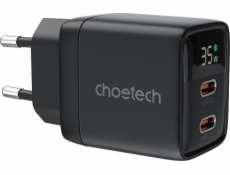 Wall charger GAN3 USB-C+C PD35W Choetech PD6051 (black)