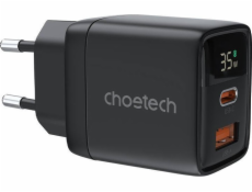 Wall charger GAN3 USB-A+C PD35W Choetech PD6052 (black)