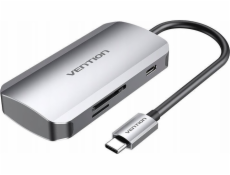 USB-C do 3x USB3.0 Docking Station, SD, TF, PD 0.15m Vention TNHHB, šedá